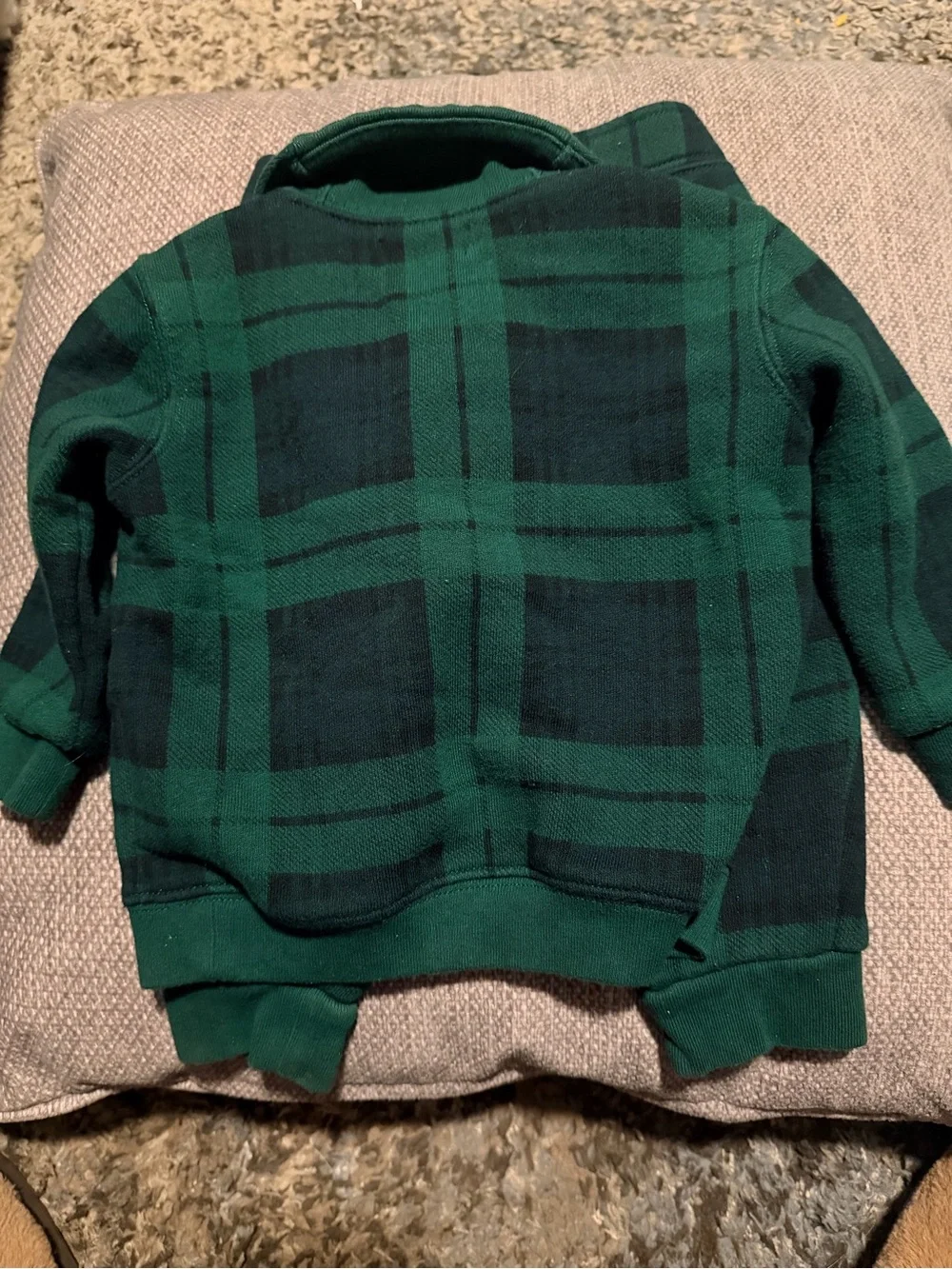 Ralph Lauren Dark Green & Black Plaid Shawl Collar Hoodie for Kids